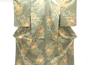 未使用品　草花模様織出し西陣お召着物